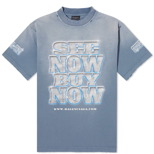 Póló Balenciaga See Now Buy Now T-Shirt Kék | 790375-TQVE8-4108