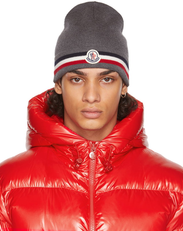 Beanie sapkák Moncler Wool Stripes Beanie Szürke | 3B000 - 28 - A9575