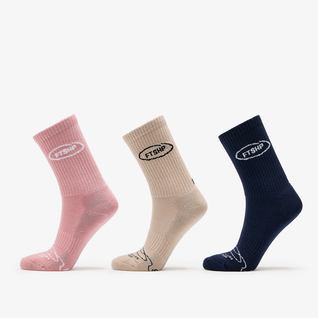 Basic Crew Socks 3-Pack Navy/ Acru/ Pink