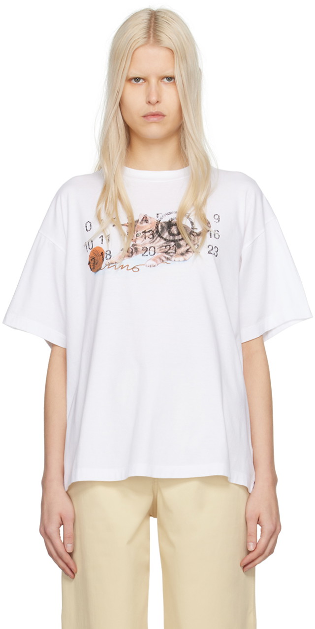 Póló Maison Margiela MM6 Printed T-Shirt Fehér | SH0GC0015 S23588
