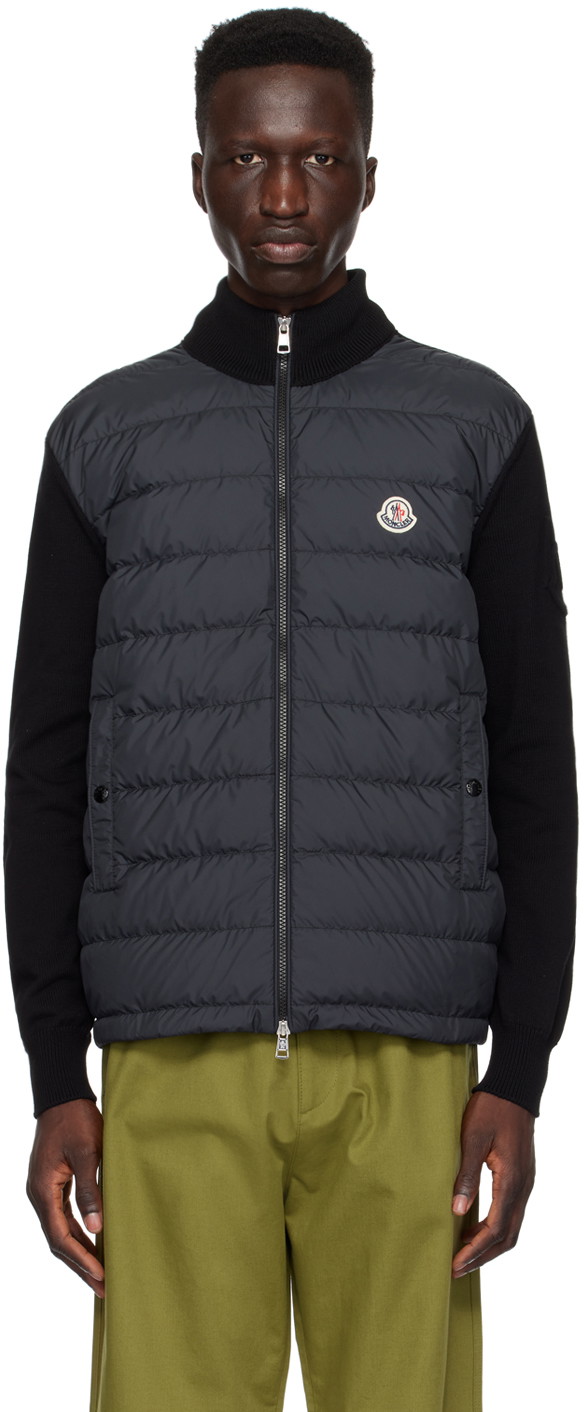 Pulóver Moncler Padded Down Cardigan Fekete | J10919B00020M1115