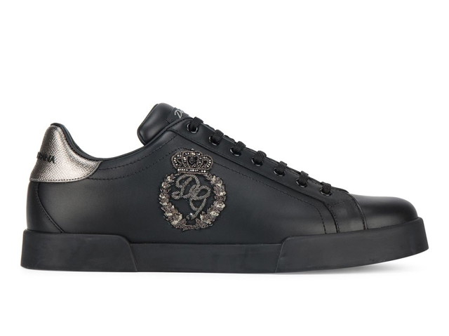 Sneakerek és cipők Dolce & Gabbana Portofino Crown Patch Black Fekete | CS1538AH164