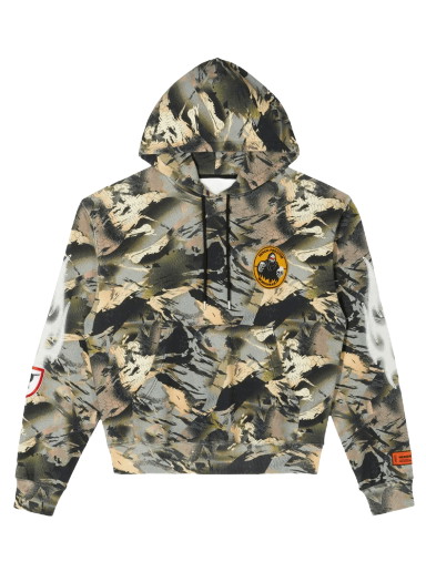 Sweatshirt HERON PRESTON Camo Flaming Hoodie Zöld | HMBB017S22JER0025901