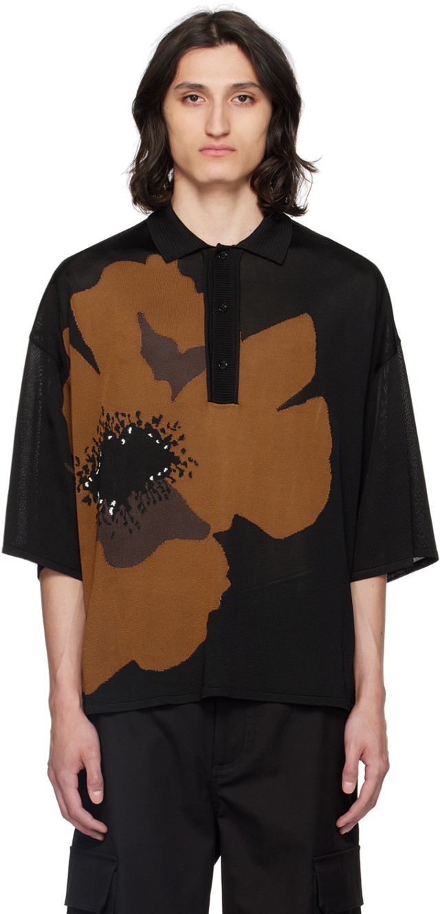 Pólóingek Valentino Black & Brown Intarsia Polo Barna | 4V0KP02UA21