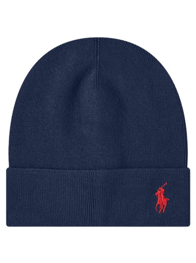 Beanie sapkák Polo by Ralph Lauren Pony Player Merino Beanie Newport Sötétkék | 449891263002