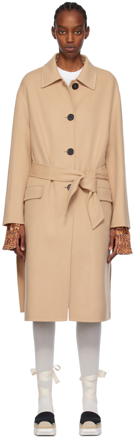 Kabátok Marni Topstitched Trench Coat Bézs | SPMA0223KS UTW982