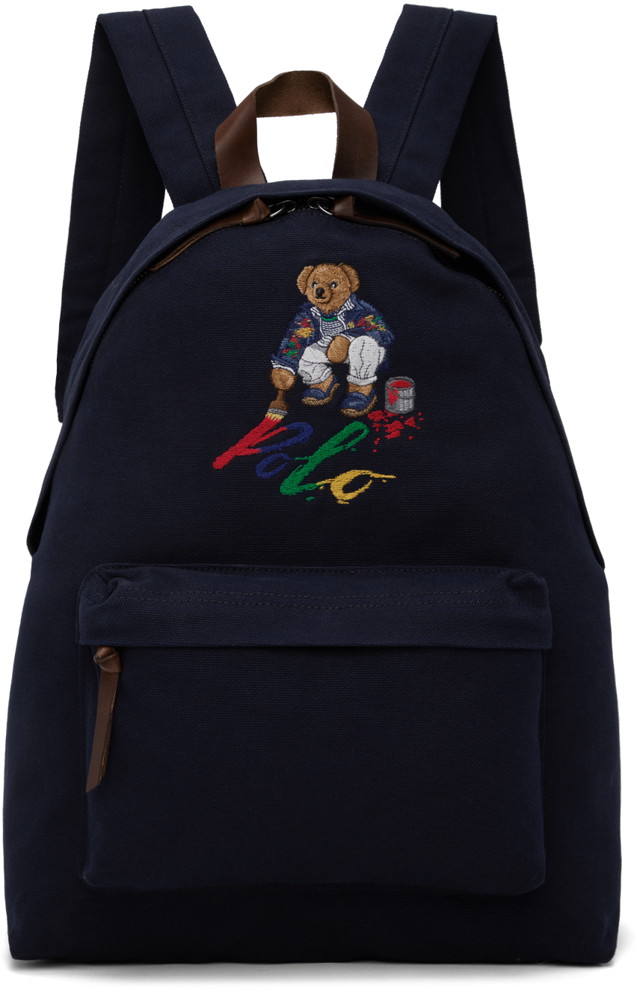 Hátizsákok Polo by Ralph Lauren Navy Polo Bear Canvas Backpack Sötétkék | 405931636001