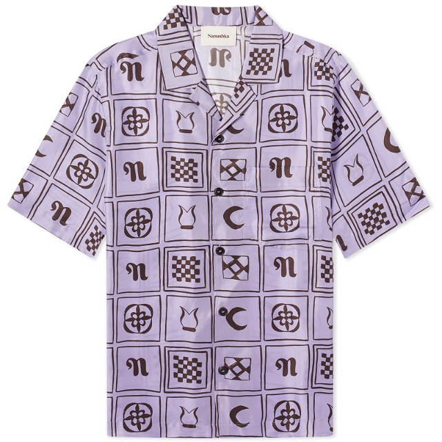 Ing Nanushka Men's Bodil Silk Bodil Silk Vacation ShirtVacation Shirt Totem Lilac Orgona | NM23PFSH00142