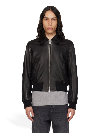 Dzsekik AMI Zipped Leather Jacket Fekete | UJK008.552