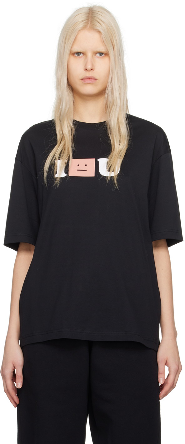 Póló Acne Studios Printed T-Shirt Fekete | CL0257-