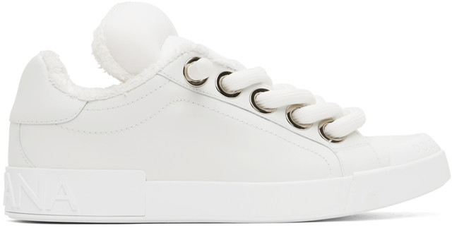 Sneakerek és cipők Dolce & Gabbana White Portofino Sneakers Fehér | CS2194A1065