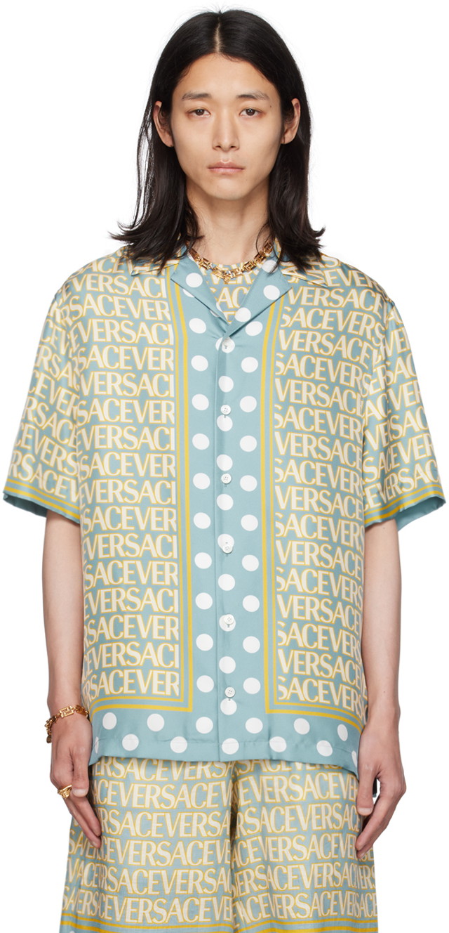 Ing Versace Blue & Yellow Allover Shirt Kék | 1003926_1A07777