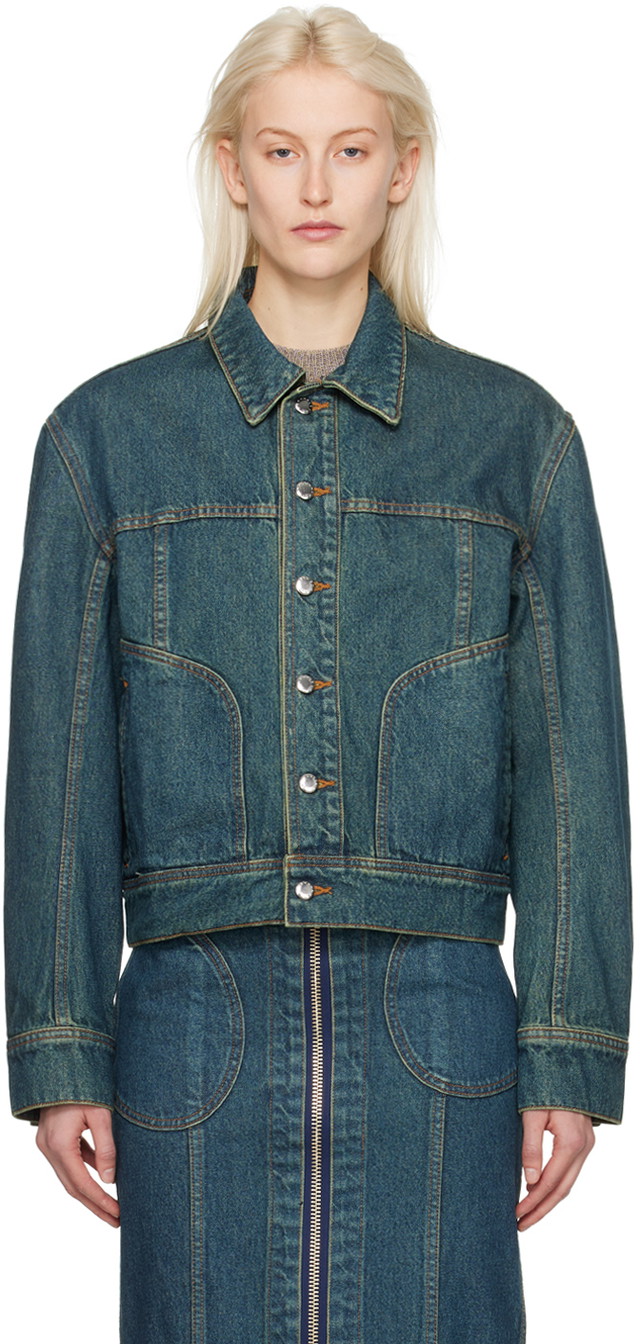 Dzsekik Eckhaus Latta El Denim Jacket "Indigo" Sötétkék | 9012-EL-PS24-NB -