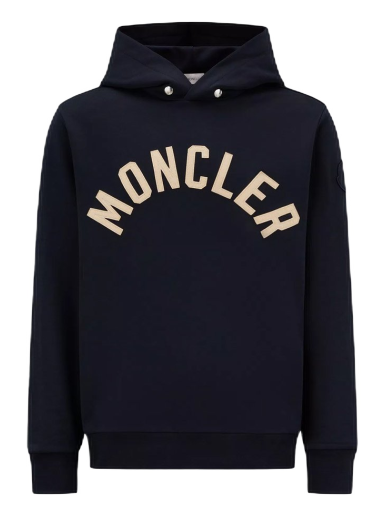 Sweatshirt Moncler Curved Logo Plush Cotton Hoodie Sötétkék | H20918G00050809KR778