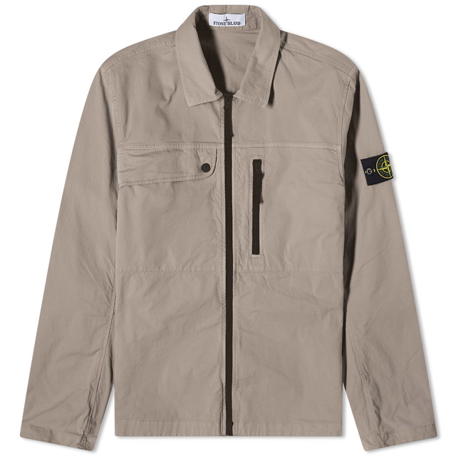 Dzsekik Stone Island Supima Cotton Twill Stretch-TC Zip Shirt Jacket Szürke | 801510210-V0092