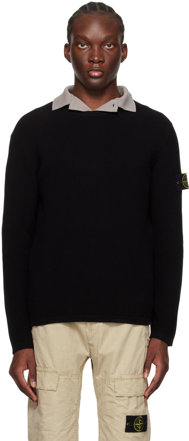 Pulóver Stone Island Patch Sweater Fekete | 8015514D8