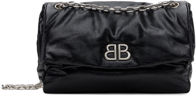 Kézitáskák Balenciaga Black Monaco Medium Chain Bag Fekete | 765945 2AASA