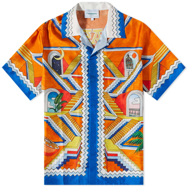 Ing Casablanca Escalier Infini Short Sleeve Silk Shirt Többszínű | MS23-SH-003-02