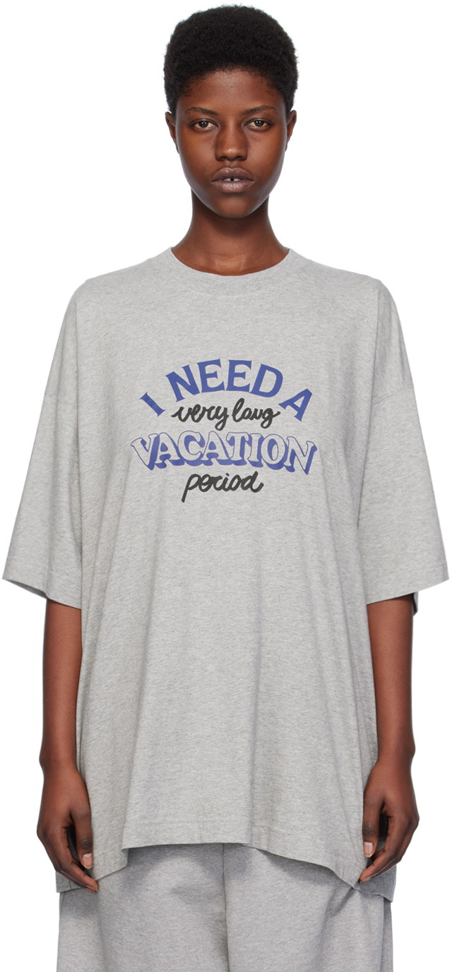 Póló VETEMENTS 'I Need A Vacation' T-Shirt Szürke | UE64TR320G