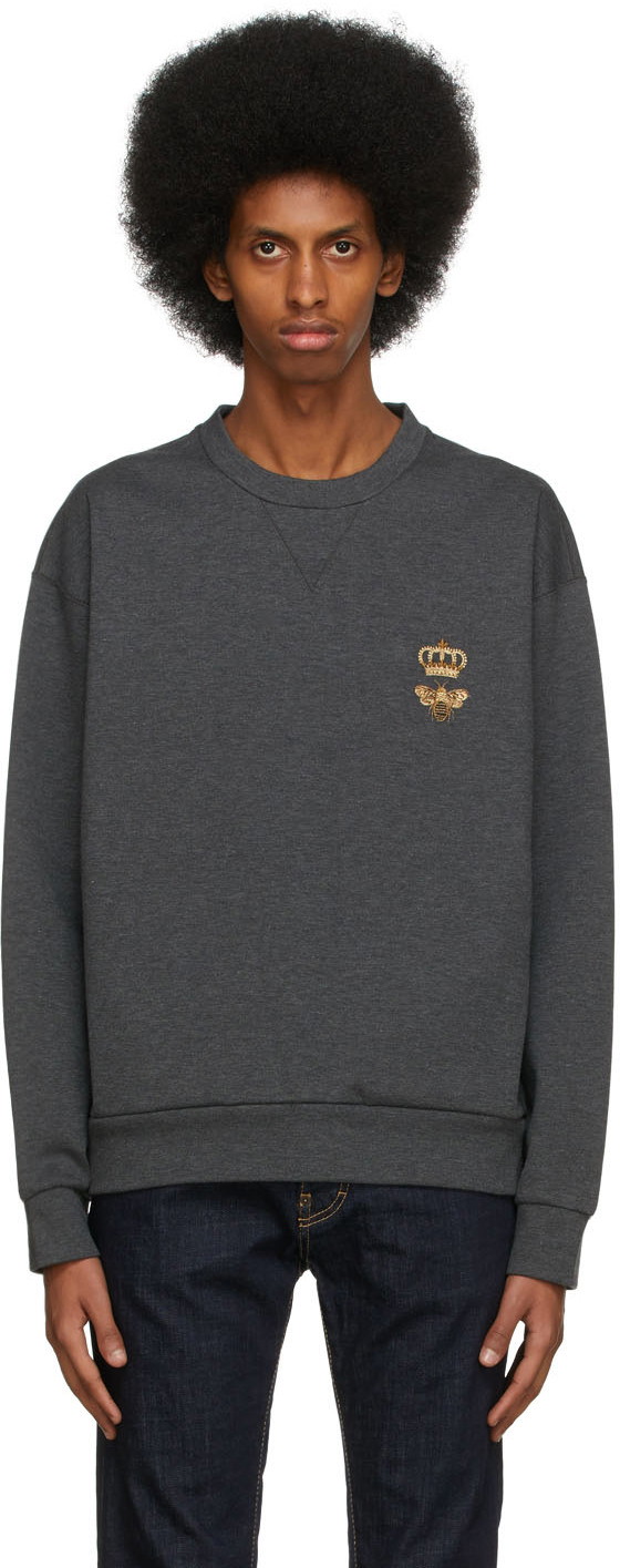 Sweatshirt Dolce & Gabbana Grey Embroidered Sweatshirt Szürke | G9VA5Z HU7IE