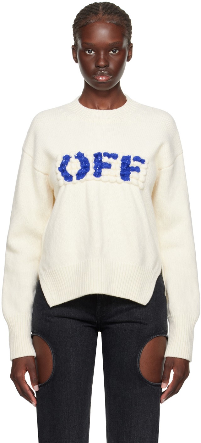 Pulóver Off-White Boiled Sweater Bézs | OWHE102F23KNI0010445