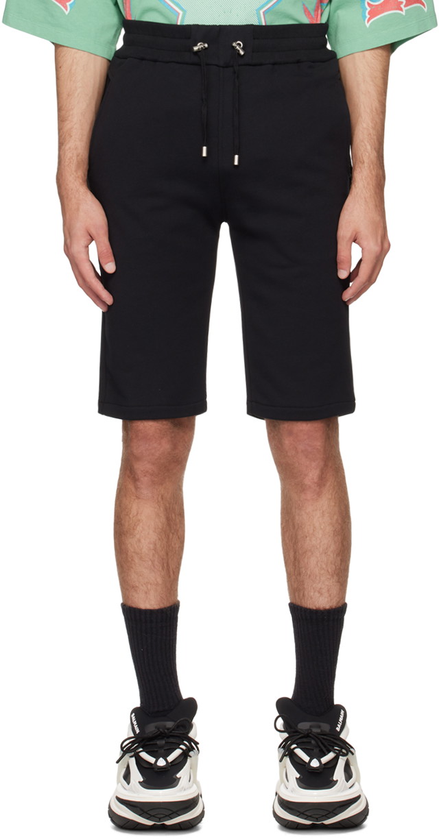 Rövidnadrág Balmain Flocked Shorts Fekete | CH1OA003BB04