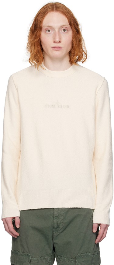 Pulóver Stone Island Embroidered Sweater "Off-White" Bézs | 8015534D2, 0