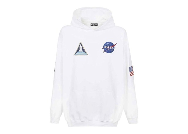 Sweatshirt Balenciaga NASA x Hoodie White Fehér | 651799TKVD89040