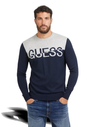 Pulóver GUESS Front Logo Sötétkék | M3BR09Z3052