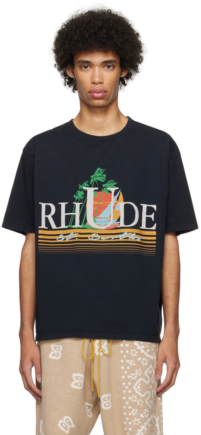 Póló Rhude Tropics T-Shirt Fekete | RHPS24TT33012610