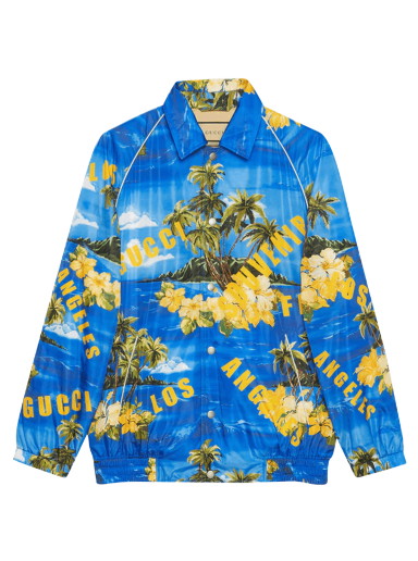 Dzsekik Gucci Printed Nylon Jacket Kék | 694137 ZAJI0 4216