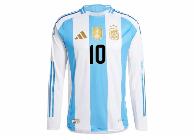 Sportmezek adidas Originals Argentina 2024/25 Long Sleeve Messi Home Authentic Jersey White/Blue Burst Kék | JN1508