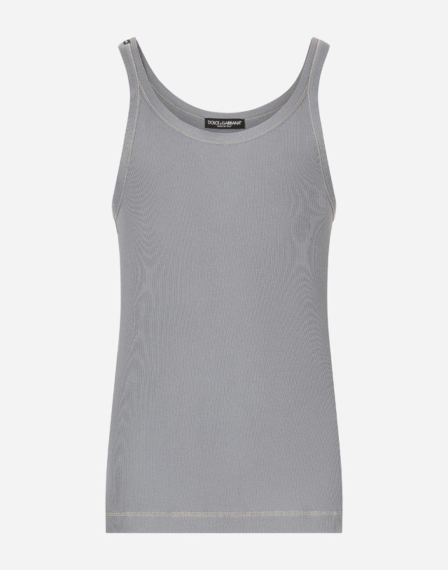 Trikók Dolce & Gabbana Fine-rib Cotton Singlet Szürke | G8PA8TFU7AVN0497