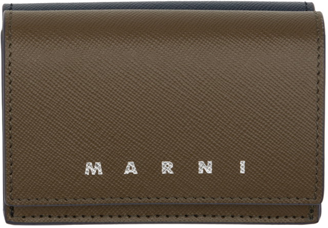 Pénztárca Marni Saffiano Leather Trifold Wallet Zöld | PFMI0067U1 LV520