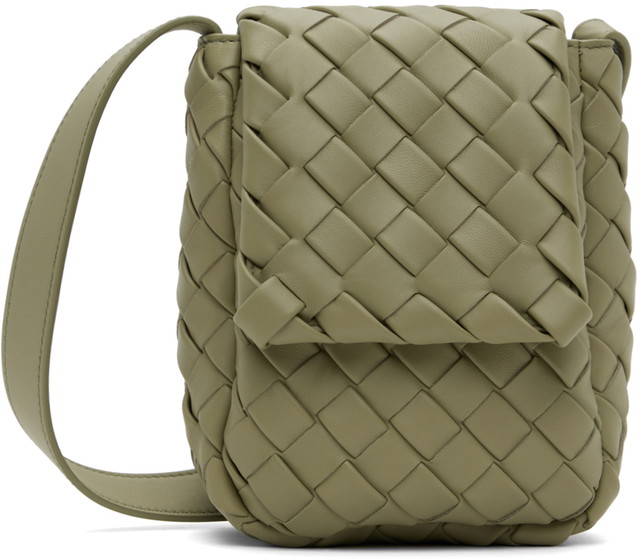 Kézitáskák Bottega Veneta Mini Vertical Cobble Pouch Zöld | 776209V3BD1