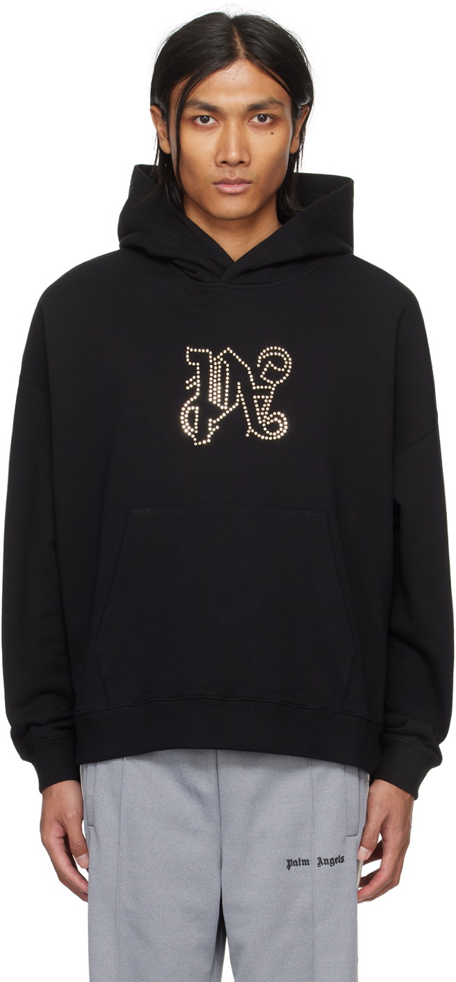 Sweatshirt Palm Angels Monogram Statement Hoodie Fekete | PMBB126R24FLE0081077, 0