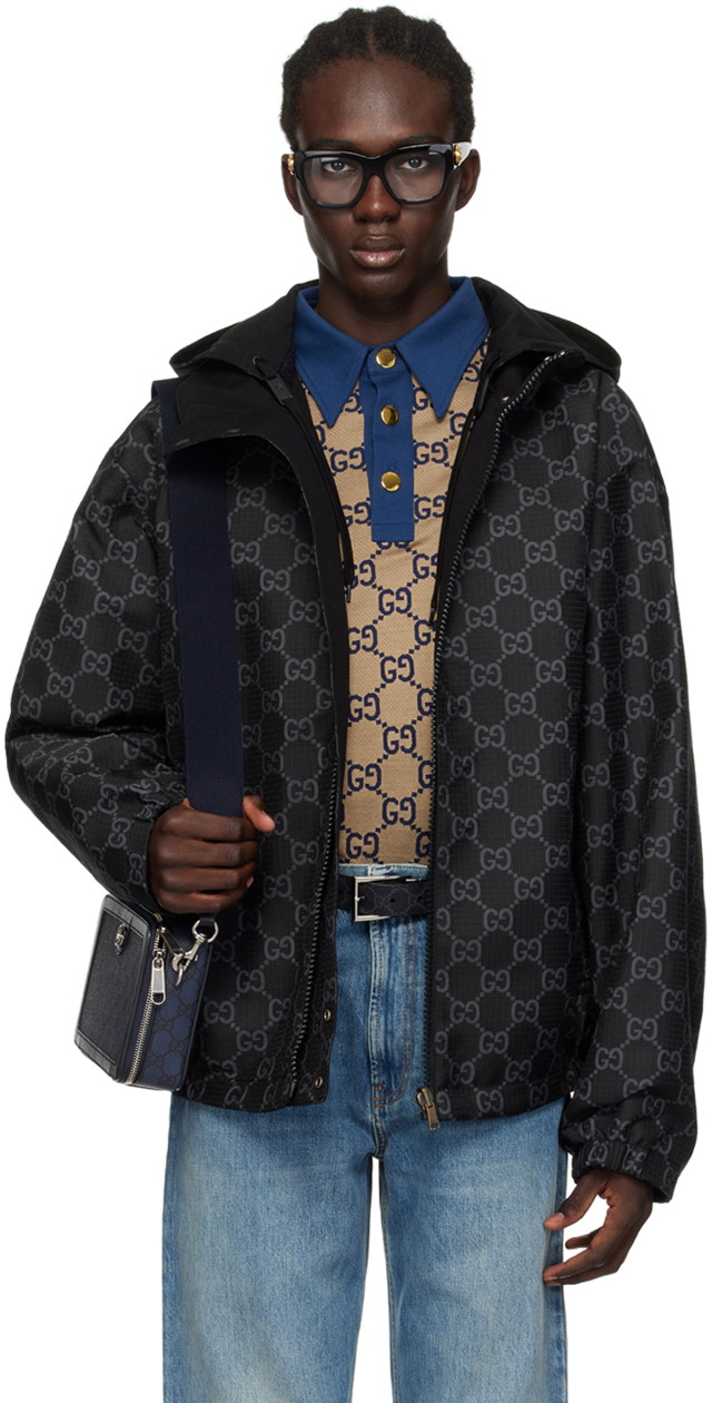 Dzsekik Gucci Reversible Jacket Fekete | 770276 Z8BPL