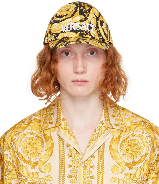 Kupakok Versace Black & Gold Barocco Logo Baseball Cap Sárga | 1012701_1A01281