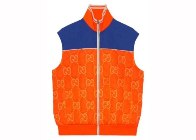 Mellények Gucci Removable Sleeve GG Jacquard Jacket Orange/Blue 
Narancssárga | 727322 XJE66 7548