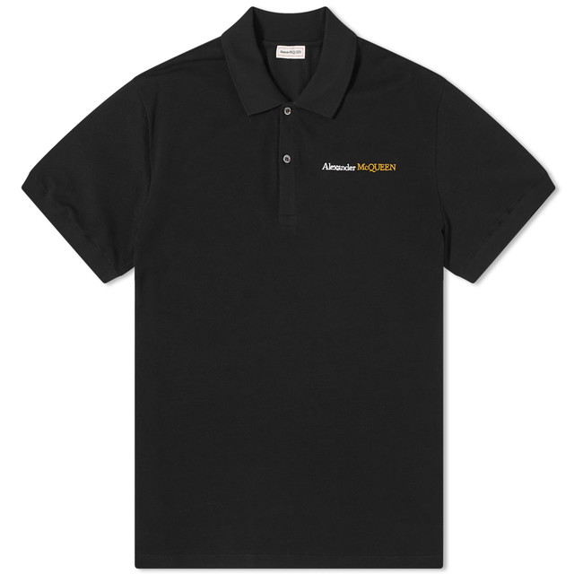 Pólóingek Alexander McQueen Embroidered Logo Polo Shirt Fekete | 781998-QXAAK-1000