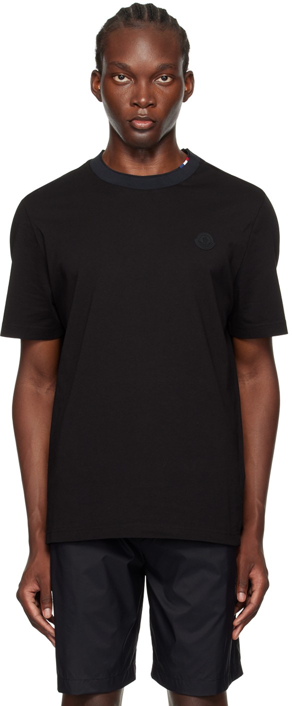 Póló Moncler Black Logo Patch T-Shirt Fekete | J20918C00027829H8