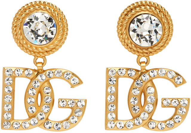 Fülbevaló Dolce & Gabbana Gold Crystal Logo Earrings Fémes | WEN6L3 W1111