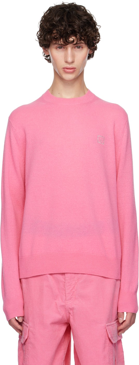 Pulóver Acne Studios Pink Crystal-Cut Logo Sweater Rózsaszín | C60088-