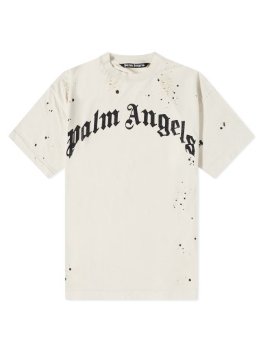 Póló Palm Angels Glittered Logo Tee Fehér | PMAA072F22JER0050310