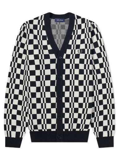 Pulóver Fred Perry Chequerboard Cardigan Fekete | K4529-230