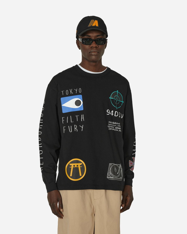 Póló Neighborhood LS-10 Longsleeve T-Shirt Black Fekete | 241PCNH-LT10 BK