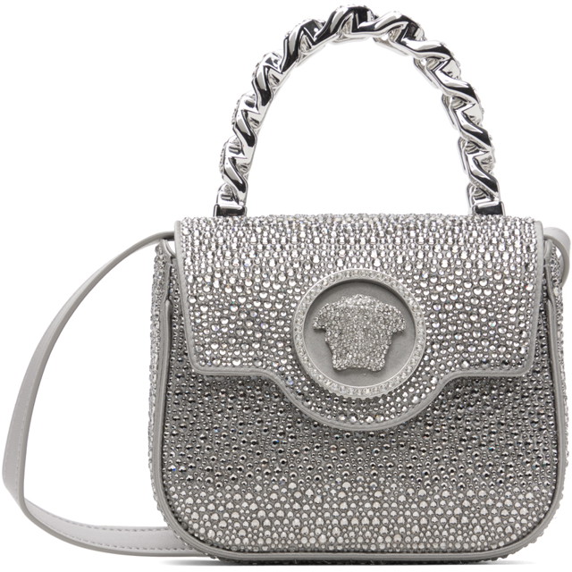 Kézitáskák Versace Silver Crystal 'La Medusa' Mini Bag Fémes | 1003016_1A06487