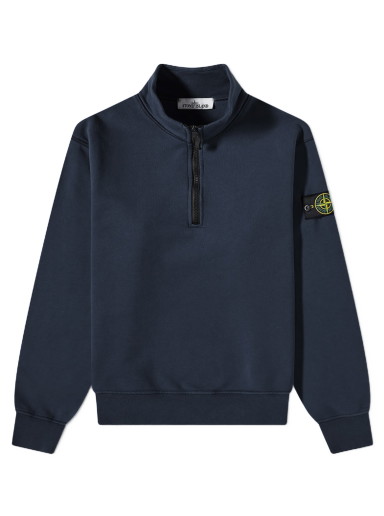 Sweatshirt Stone Island Garment Dyed Half Zip Sweatshirt Sötétkék | 101561951-A0020
