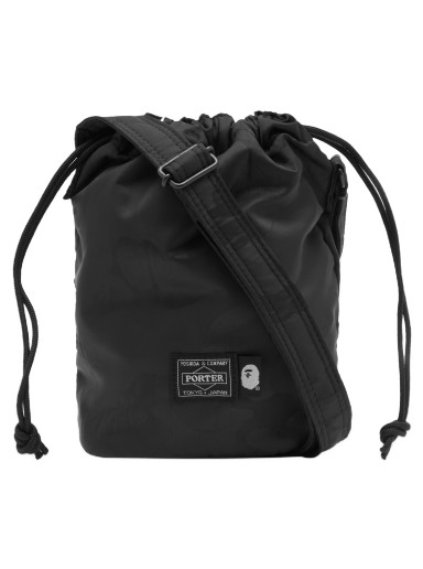 Hátizsákok BAPE Porter Solid Camo Drawstring Bag Black Fekete | 001SGJ301902C-BLK
