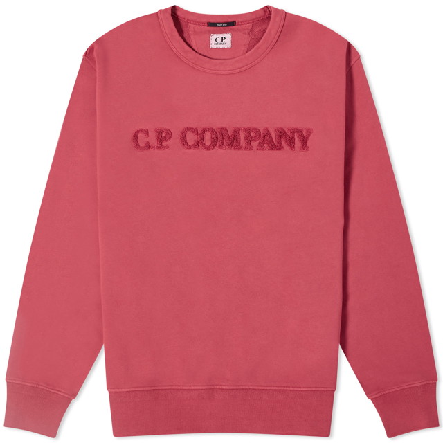 Sweatshirt C.P. Company Cotton Diagonal Fleece Logo Sweatshirt 
Piros | CMSS096A-110044R-577